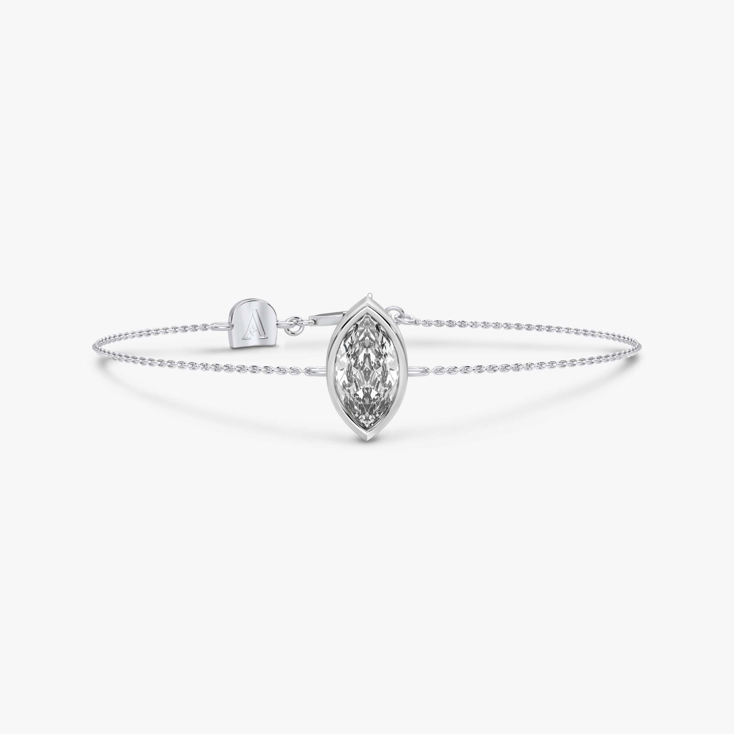 Marquise Cut Single Stone Chain Bracelet