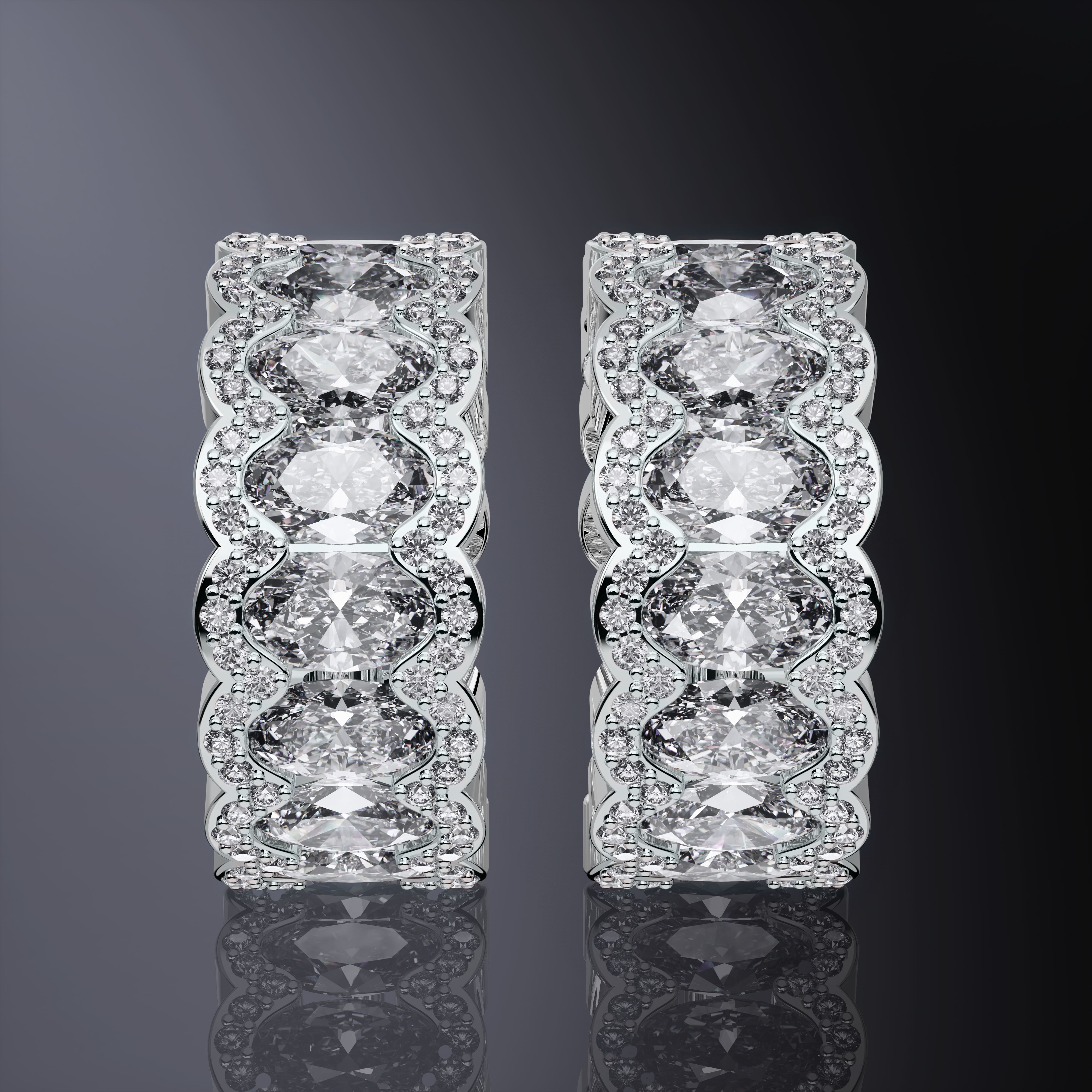 Oval Diamond Hoops Earring (small)
