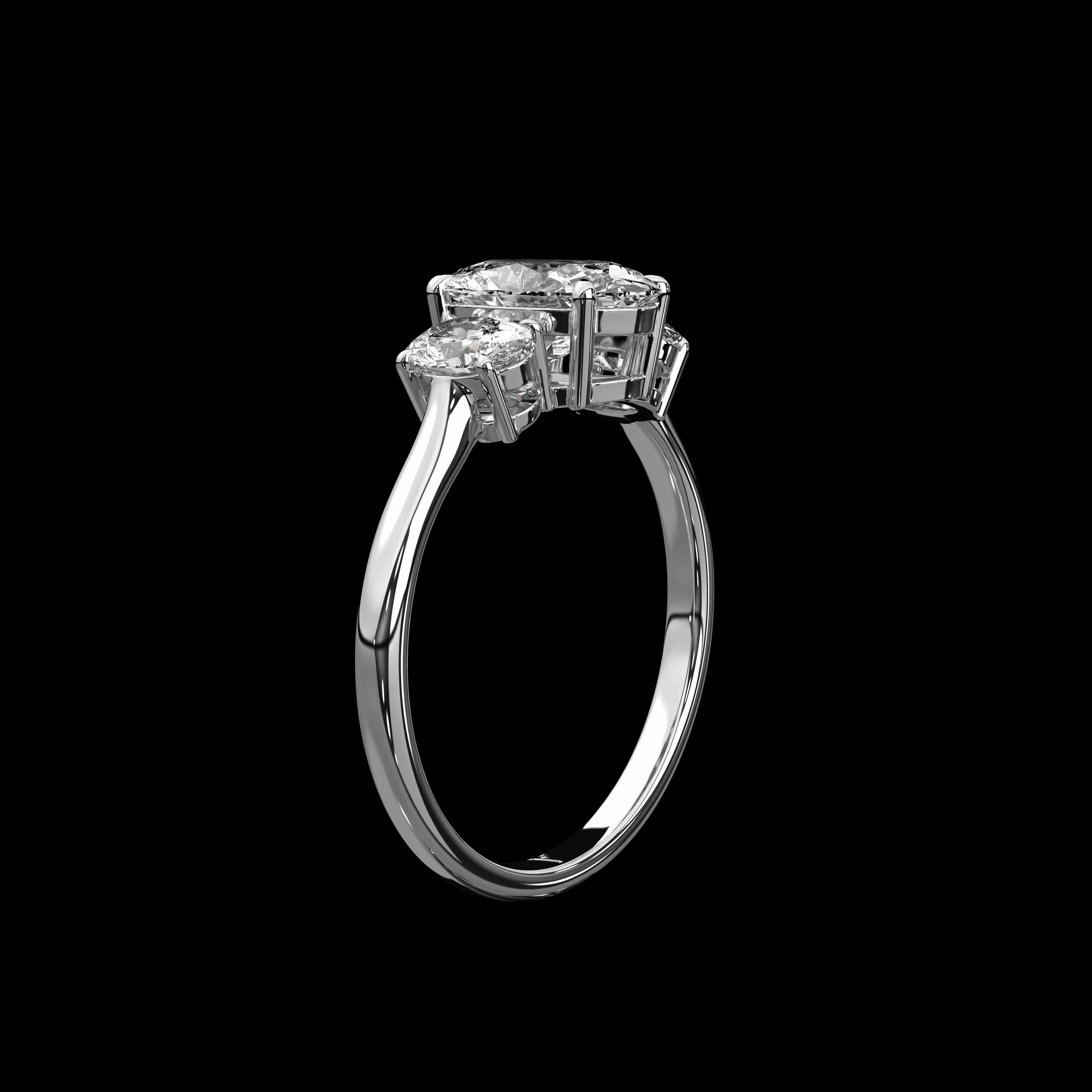 Oval Ring with side diamonds