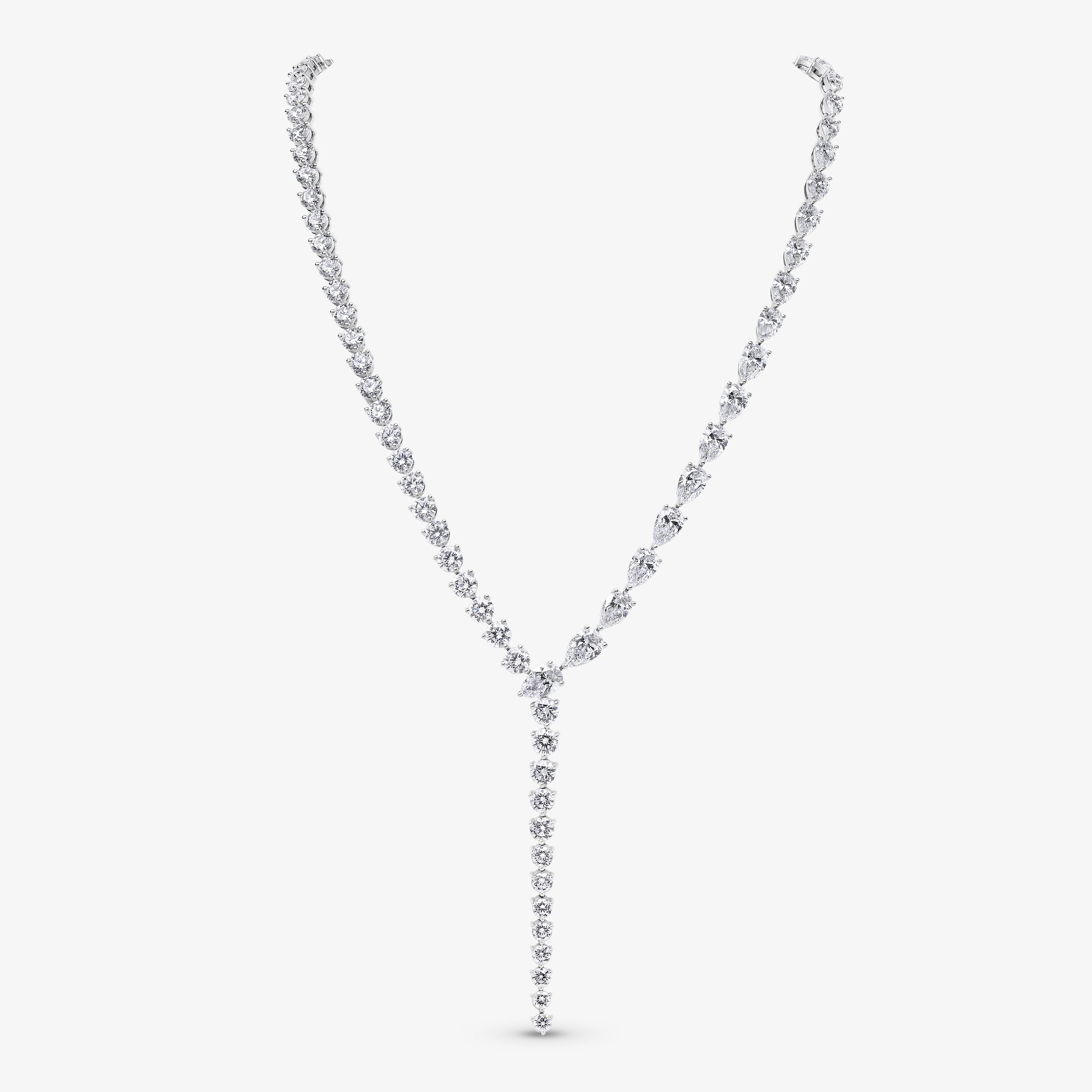 Pear and Round Brilliant Cut Lariat Necklace