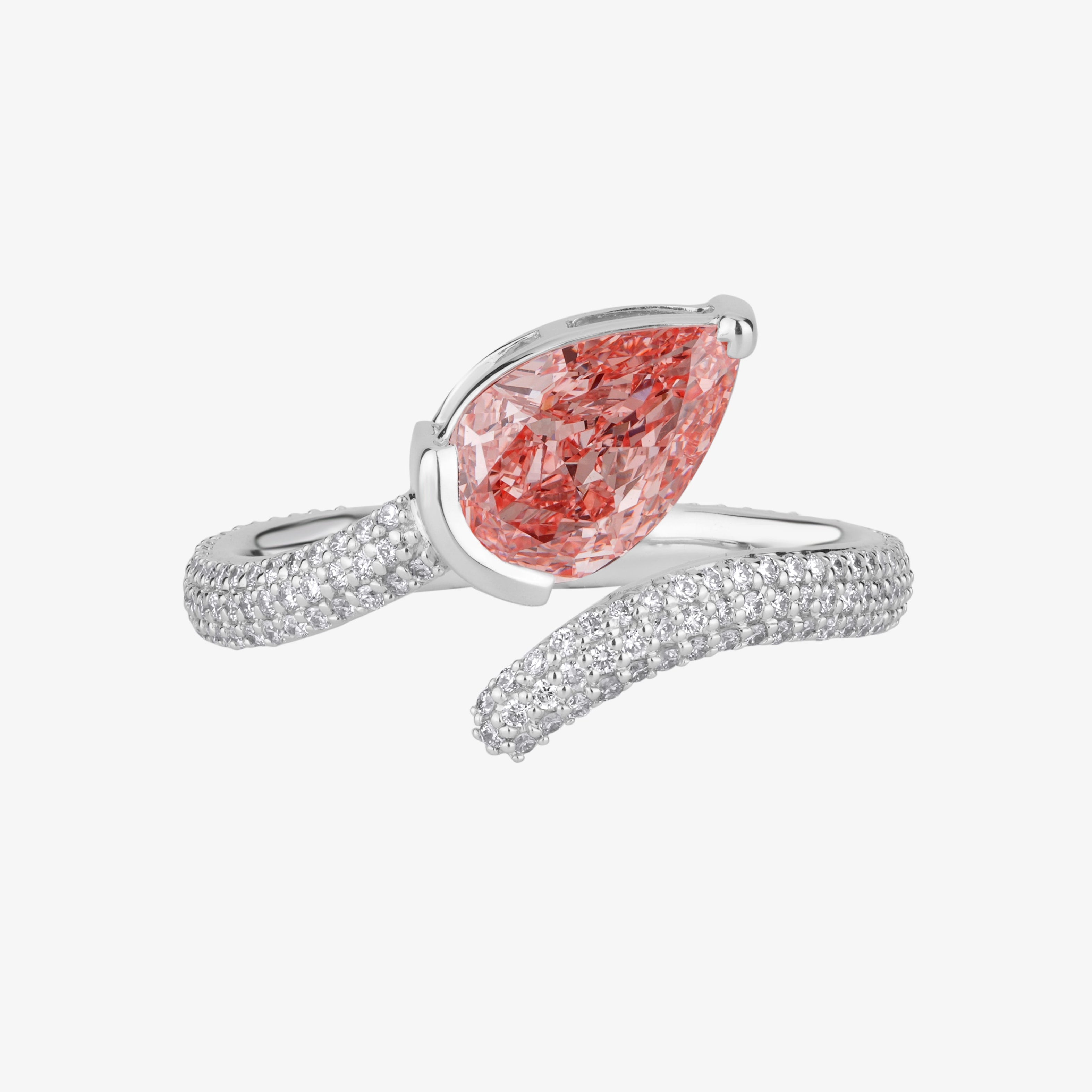 Pear Pink Diamond Pave Ring