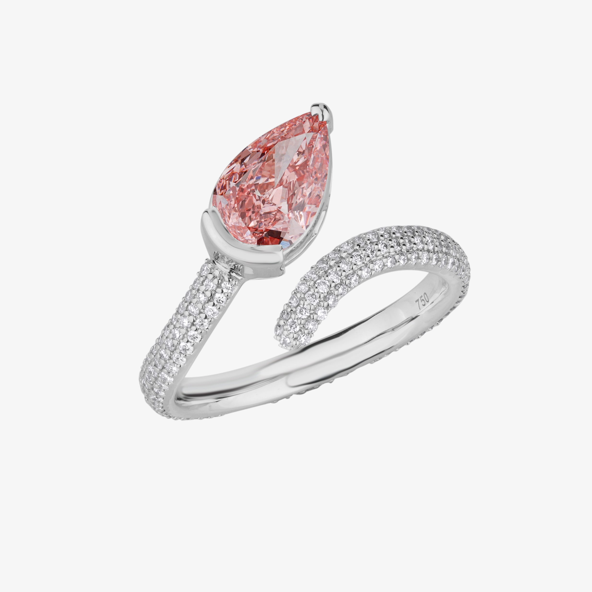Pear Pink Diamond Pave Ring