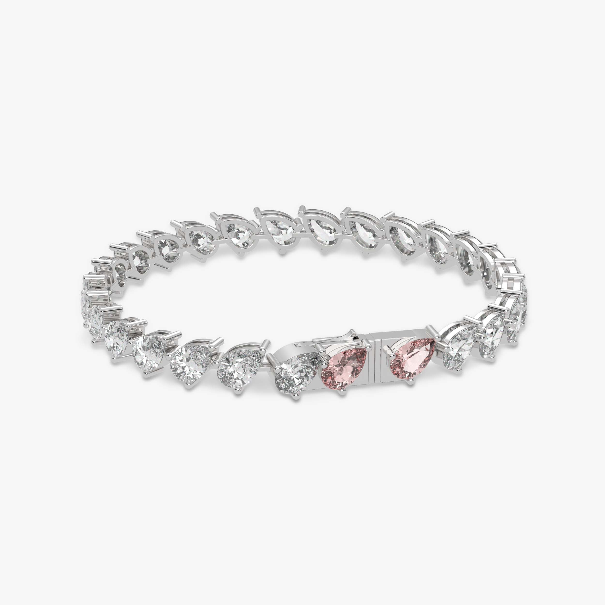 Pink Diamond Pear Cut Tennis Bracelet
