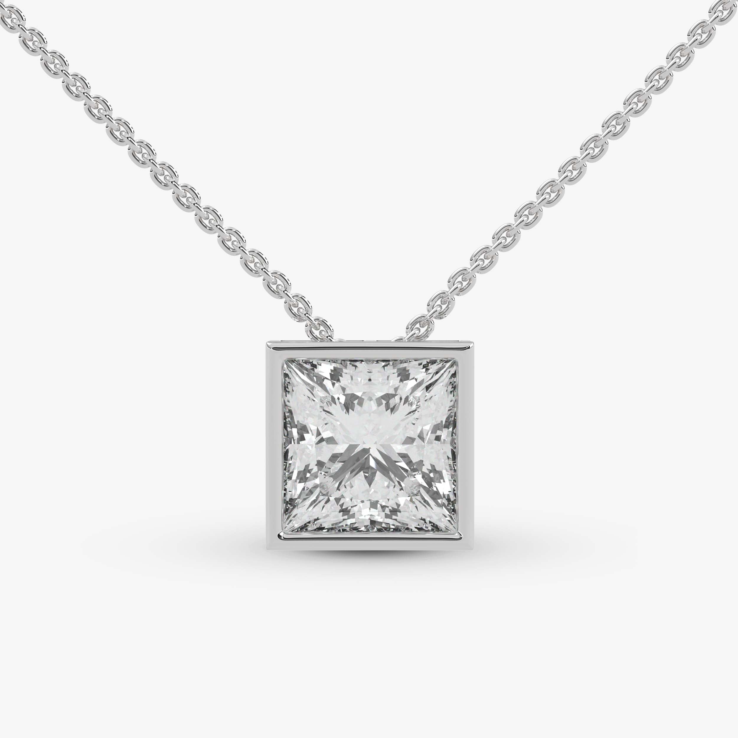 Princess Cut Bezel Set Pendant
