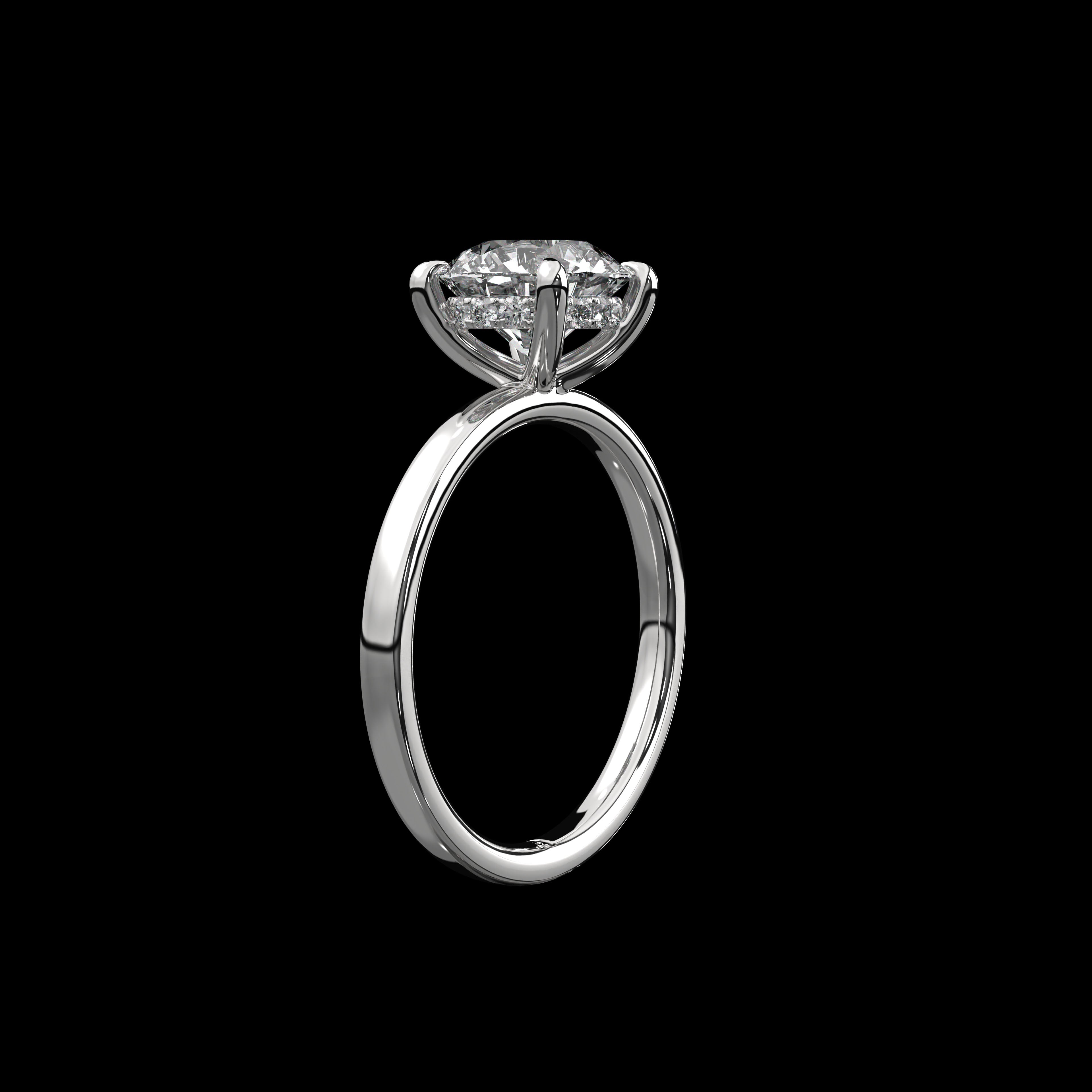 Round Solitaire Ring with Hidden Halo