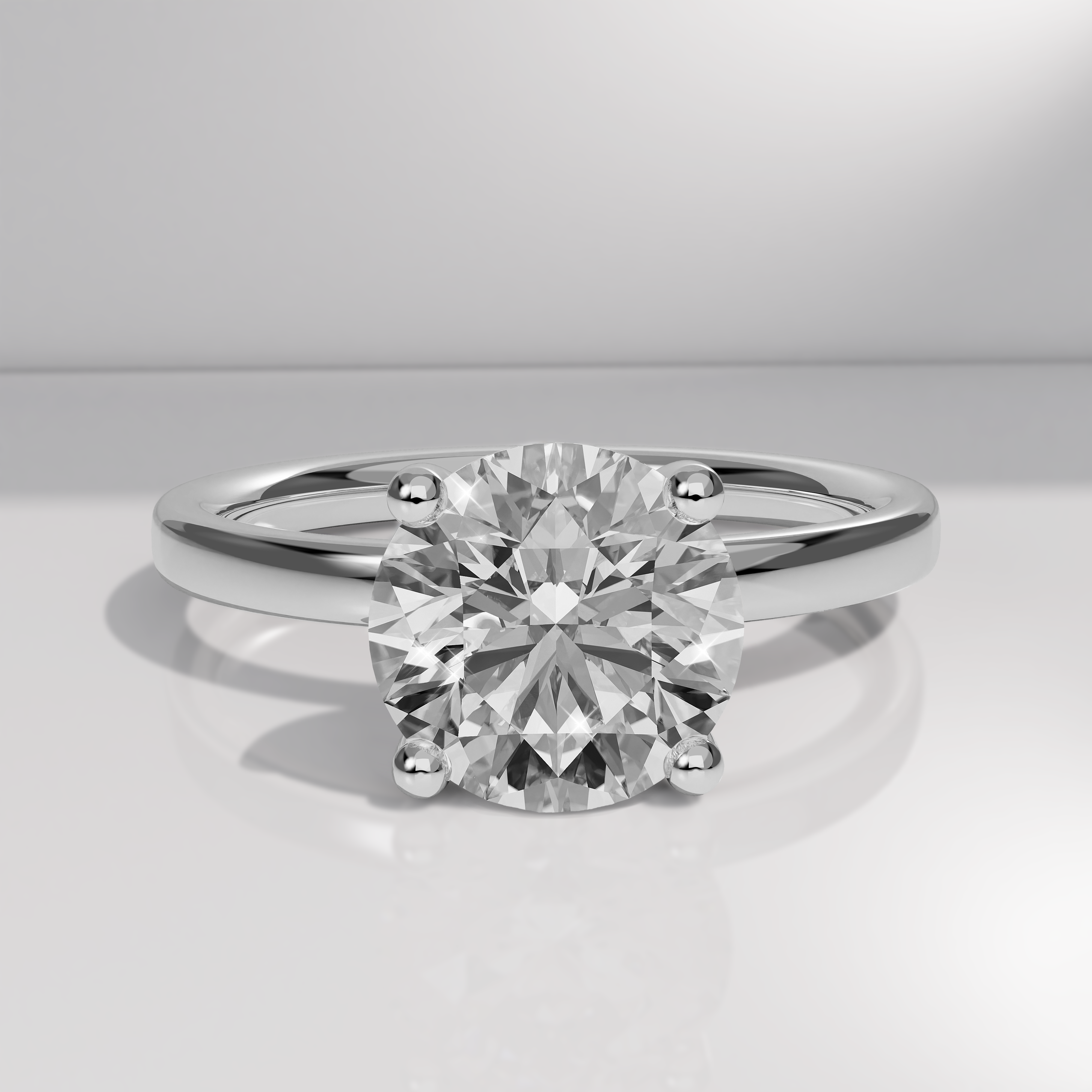 Round Solitaire Ring with Hidden Halo