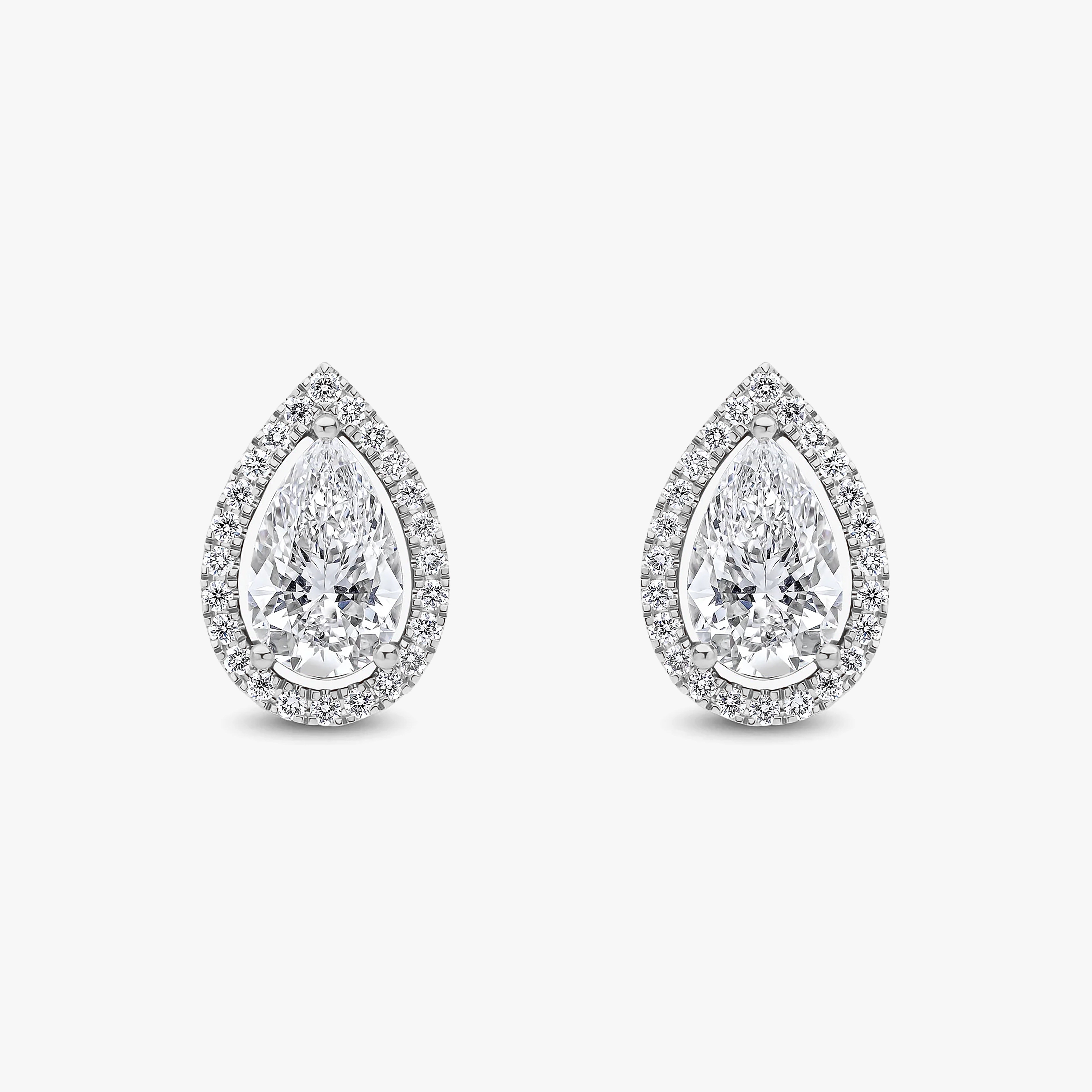 Pear Cut Halo Studs