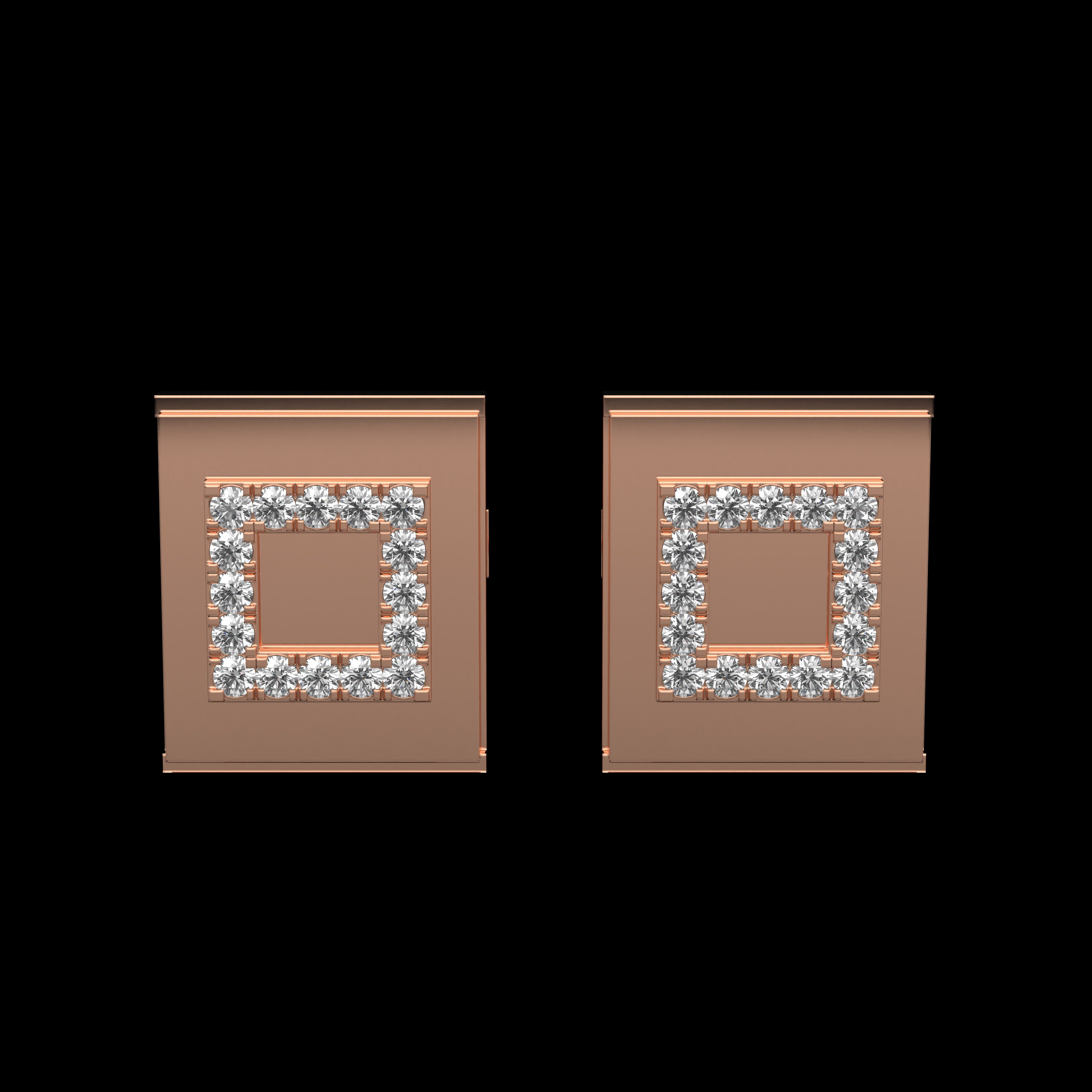 Square and pave Cufflinks