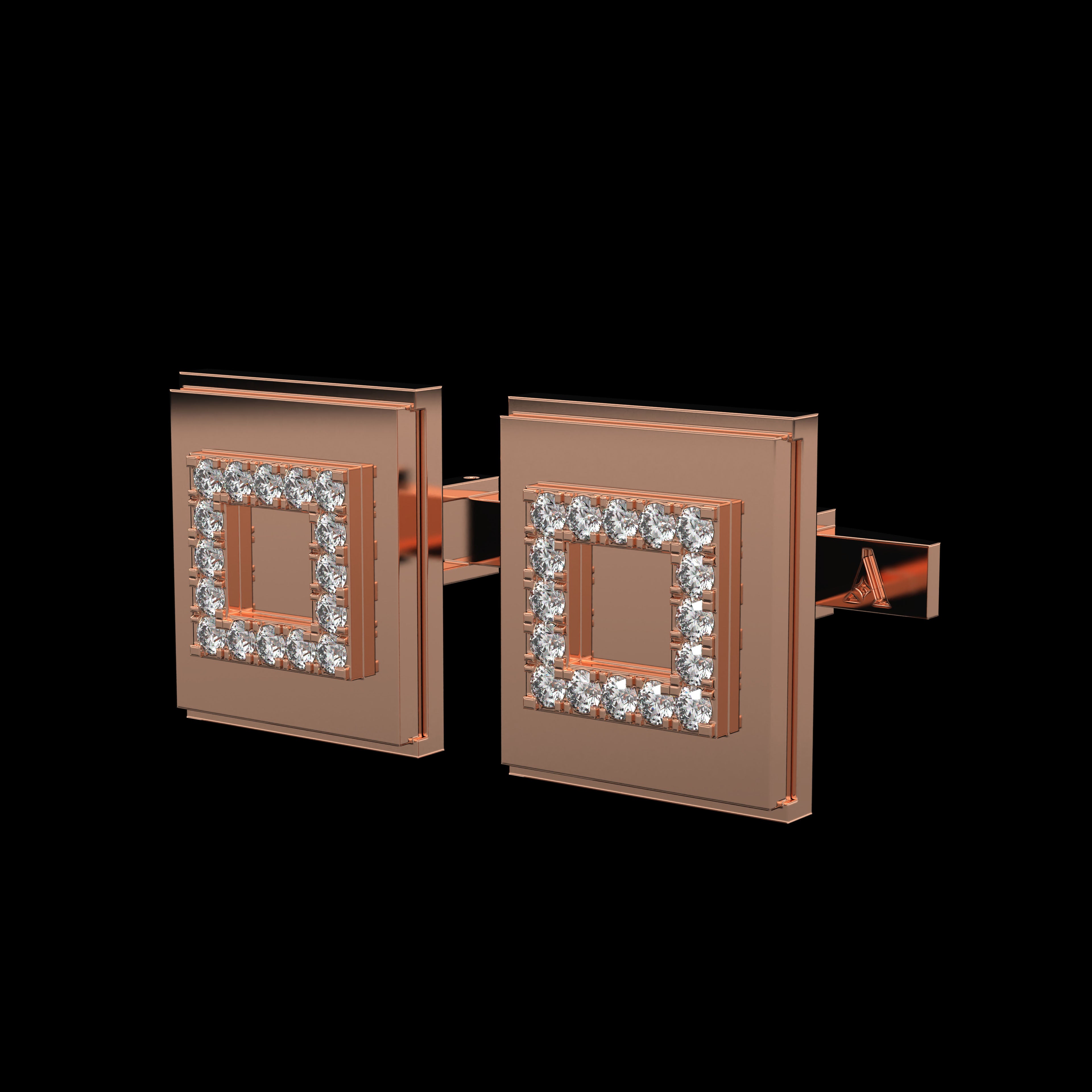 Square and pave Cufflinks