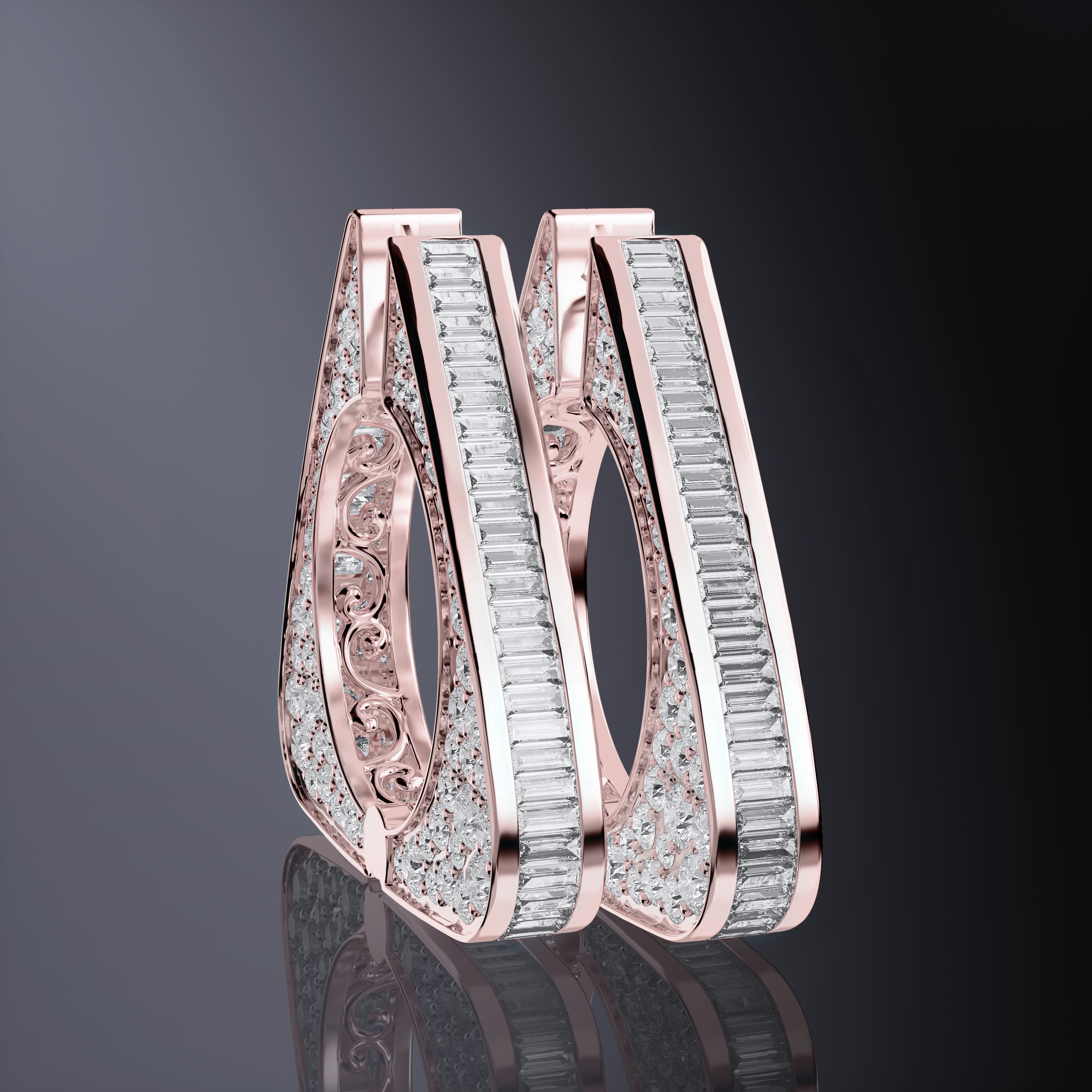 Boucles d'oreilles baguette grand triangle