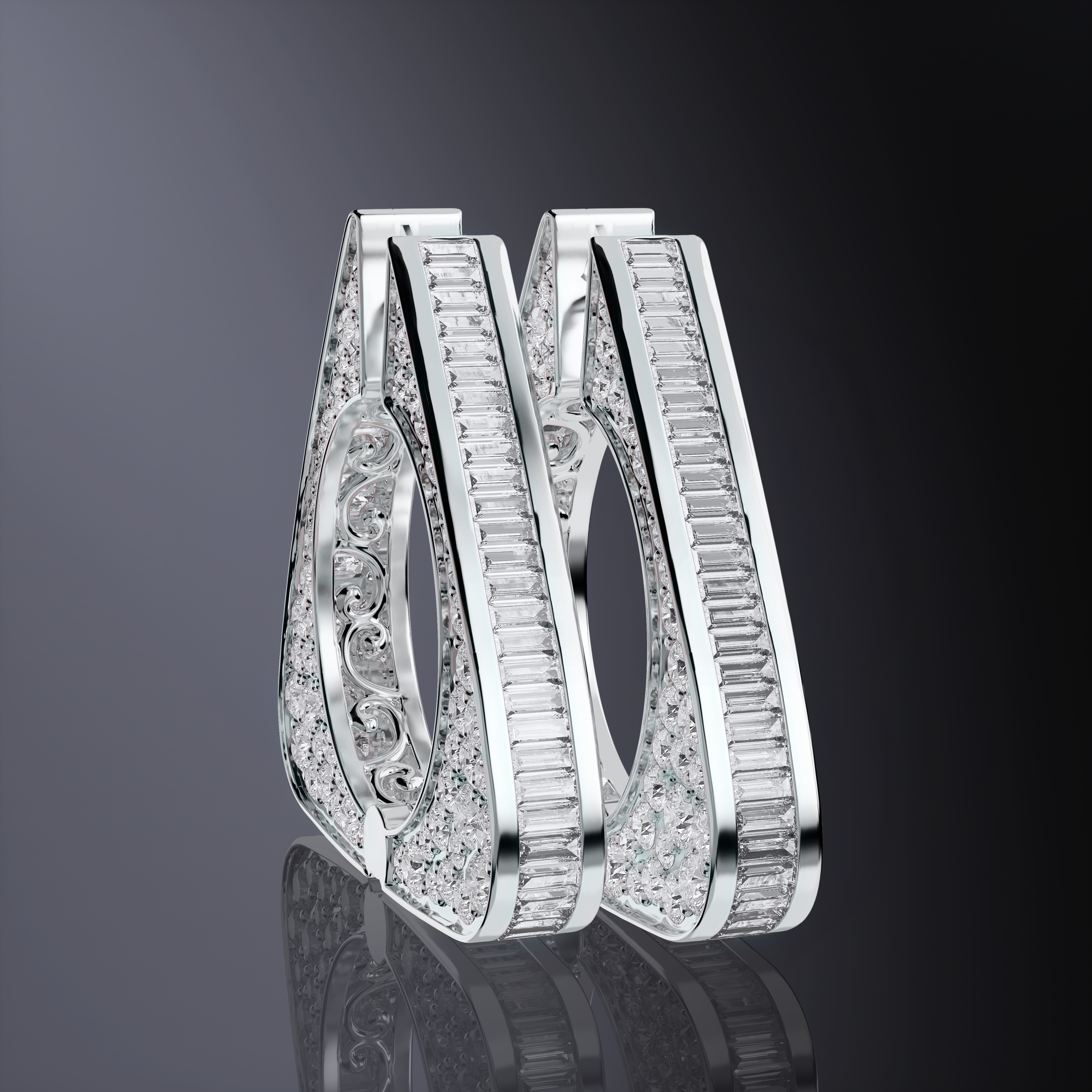 Boucles d'oreilles baguette grand triangle