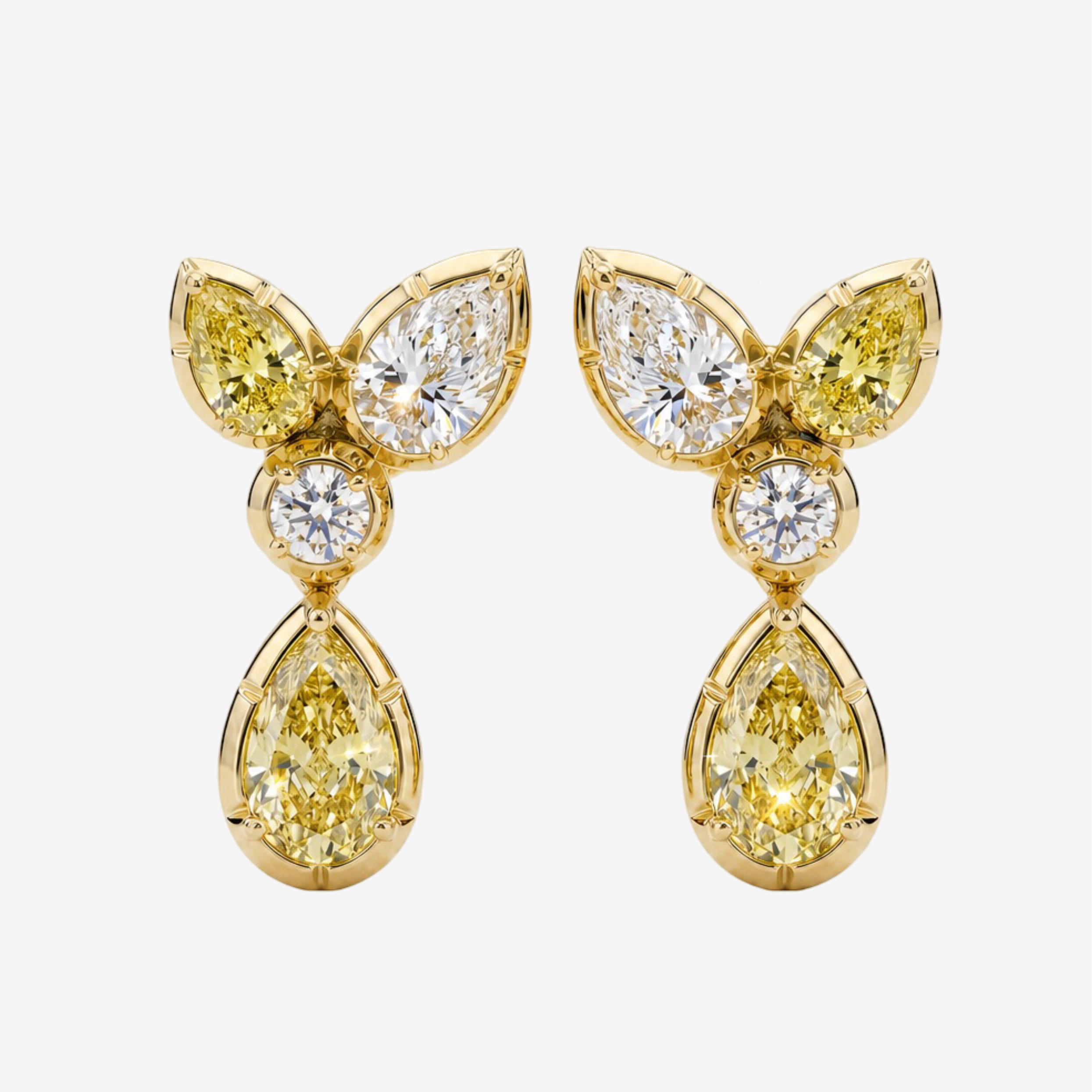 Madison Yellow & White Diamond Drop Earrings