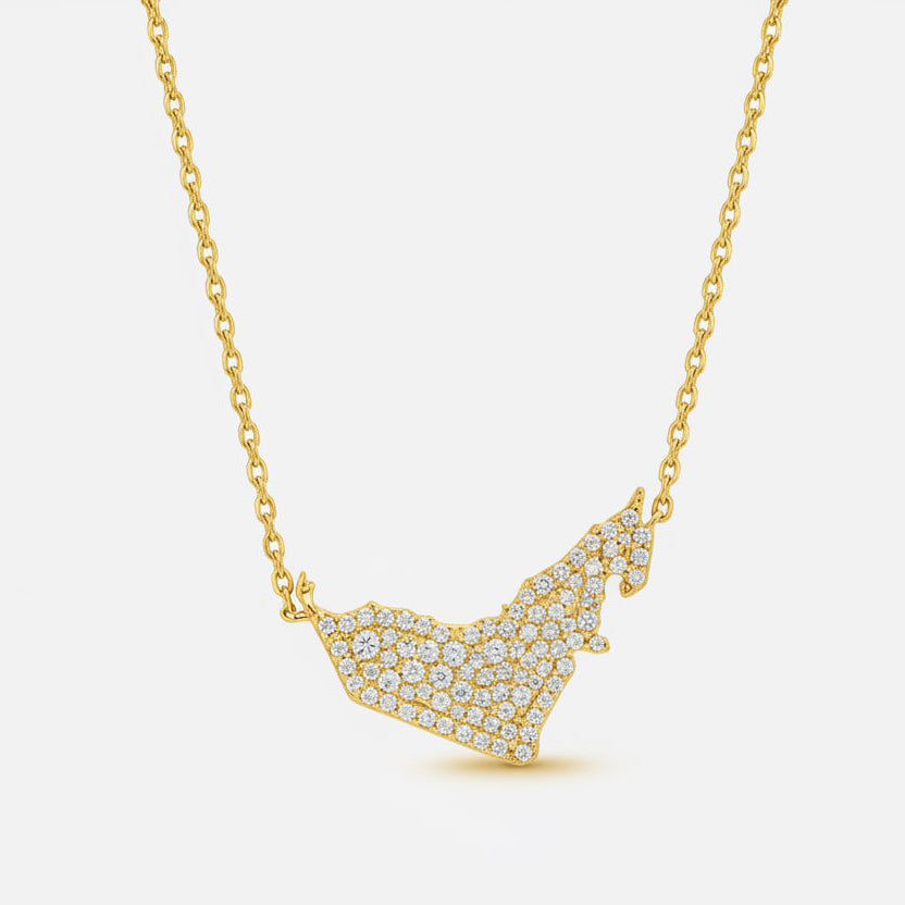 UAE Map Diamond Necklace