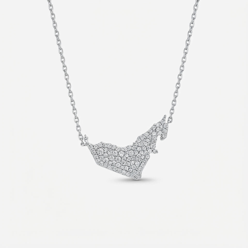 UAE Map Diamond Necklace