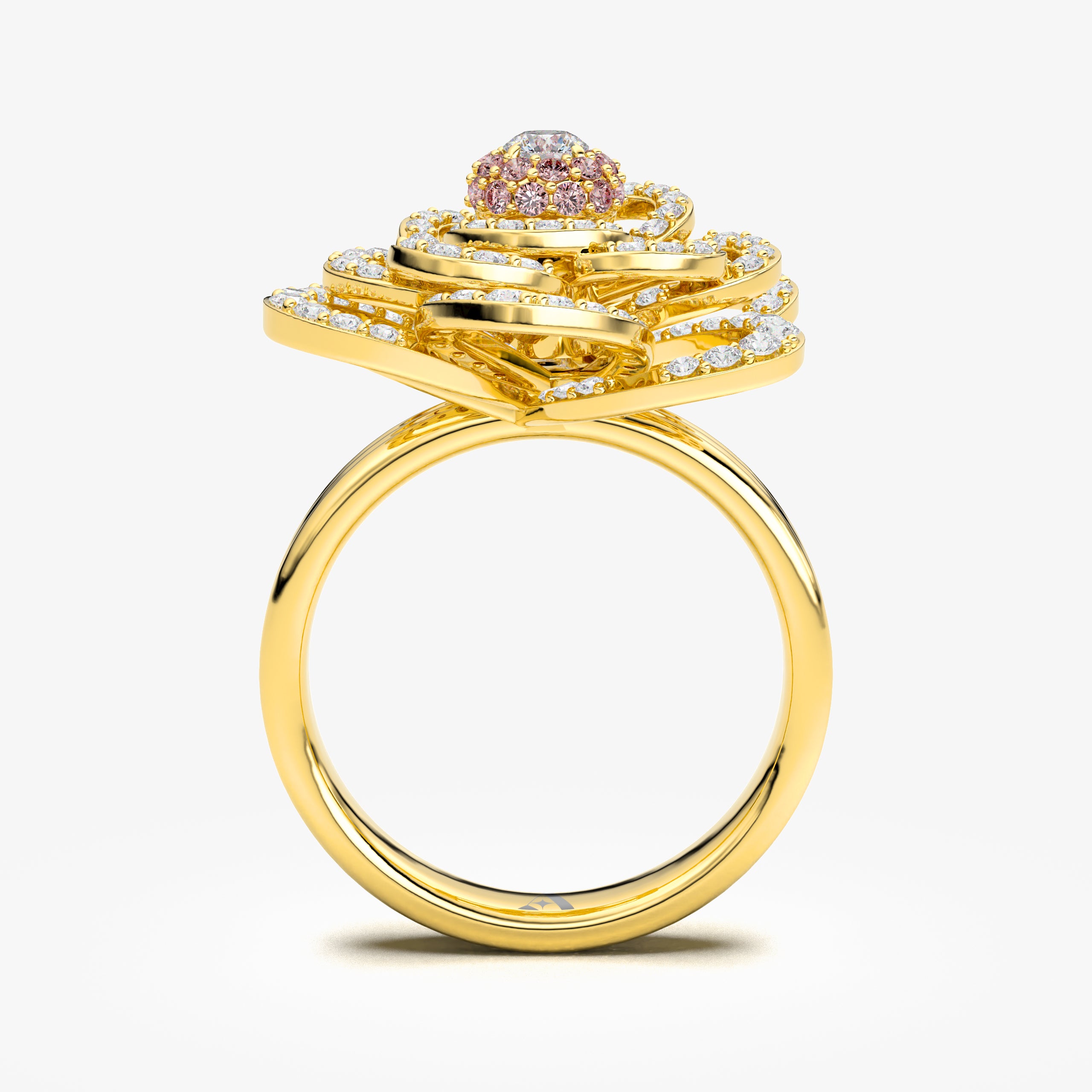 Pink and White Flower Diamond Ring