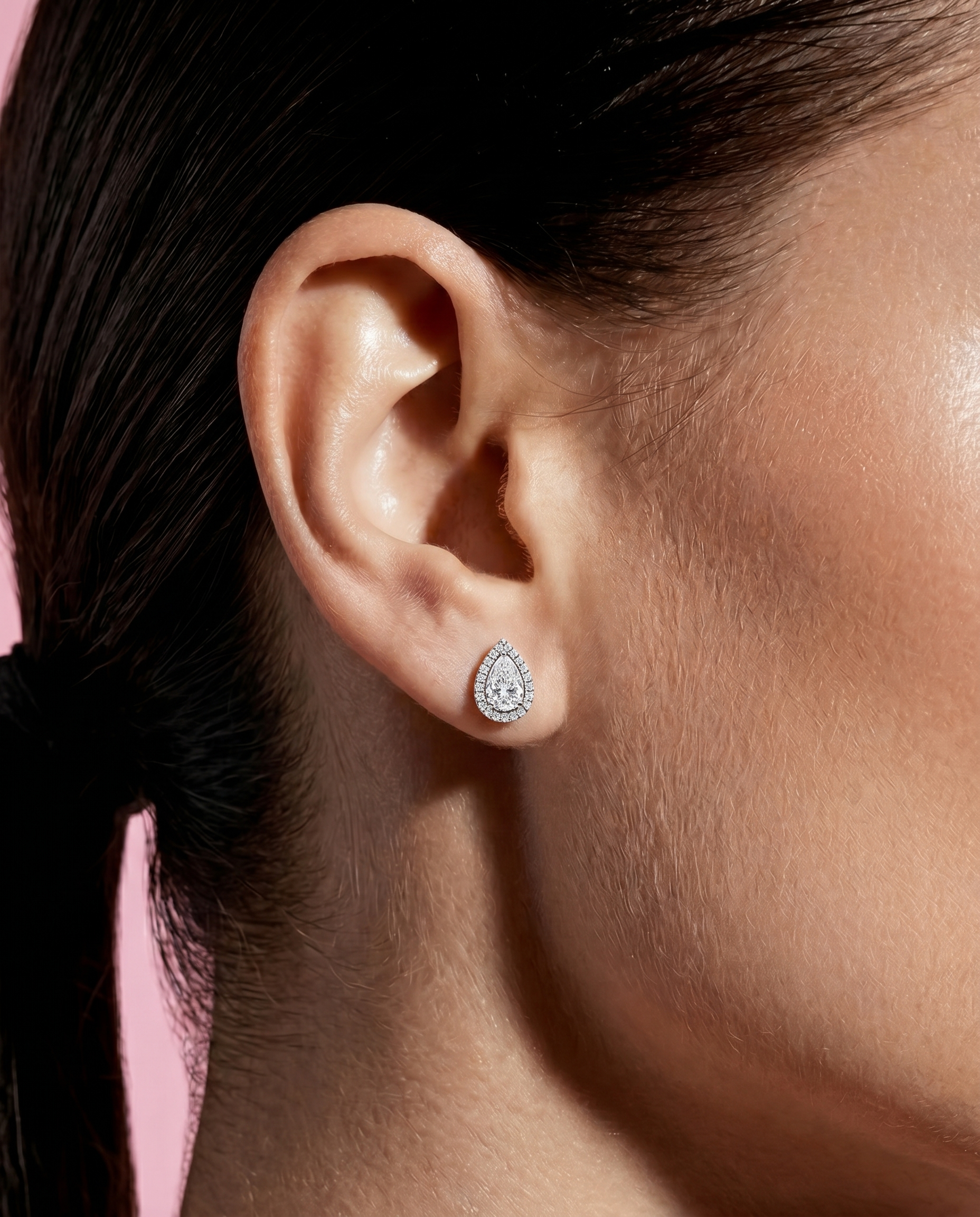 Pear Cut Halo Studs