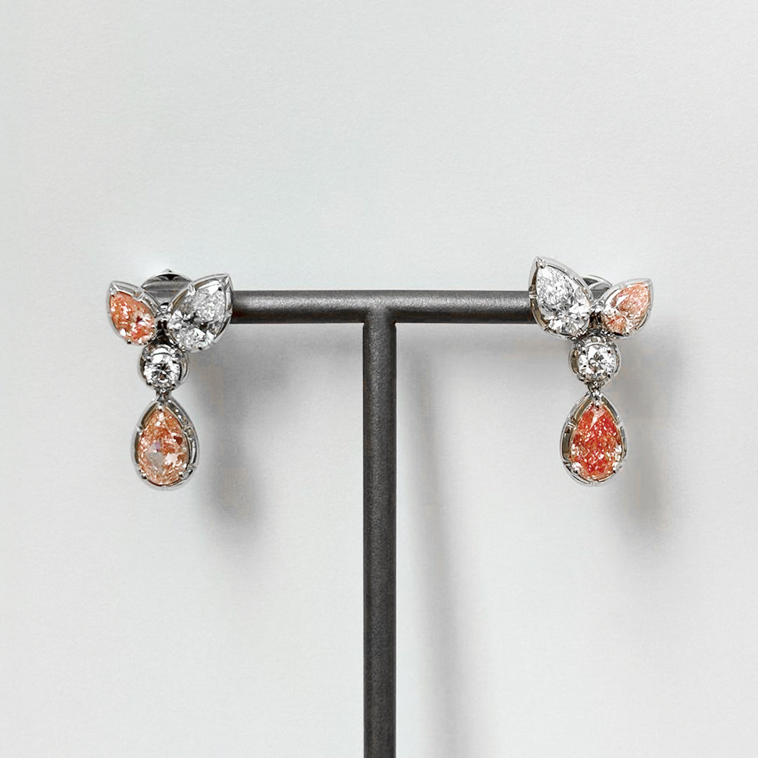 Grace Pink & White Diamond Drop Earrings