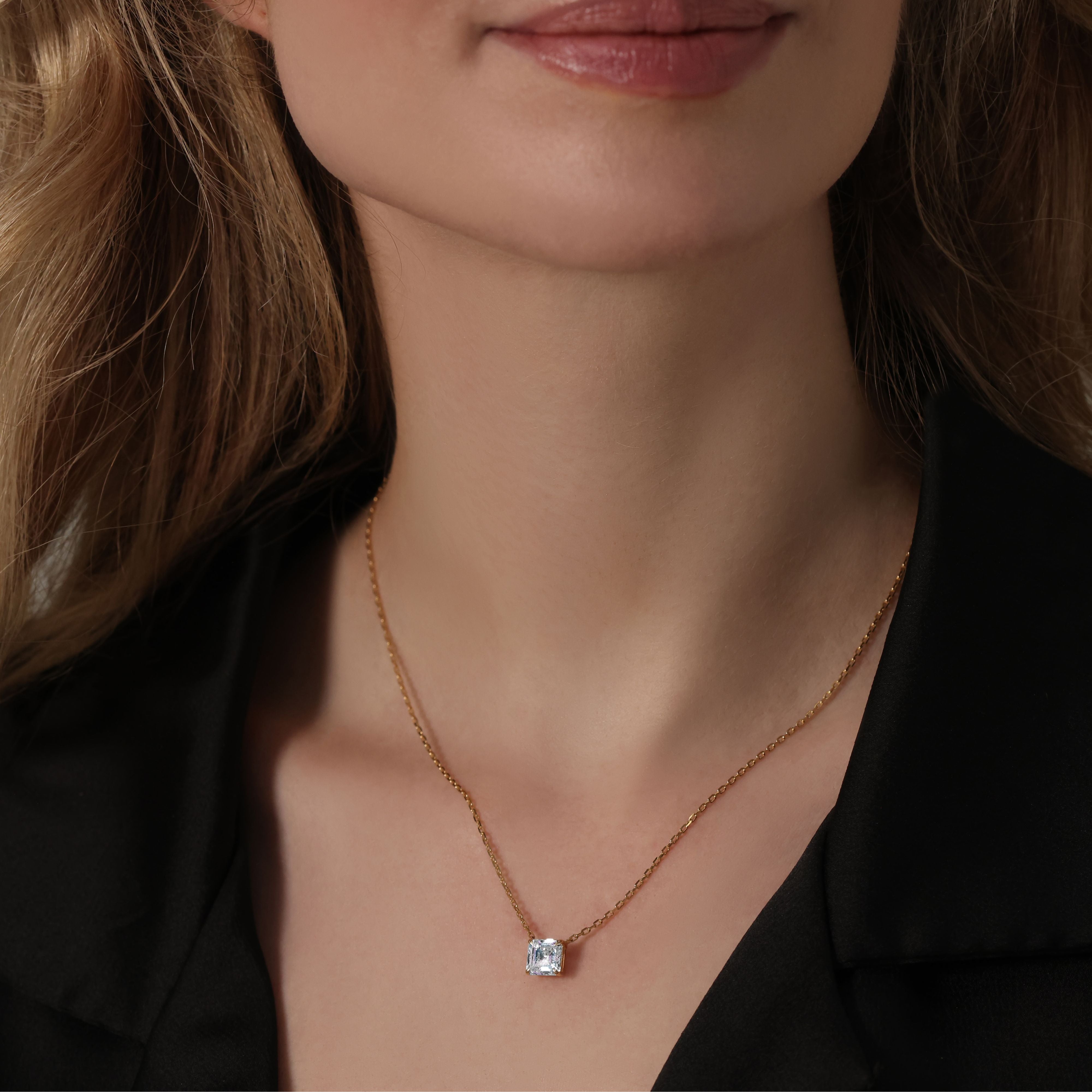 Asscher Cut Prong Set Pendant