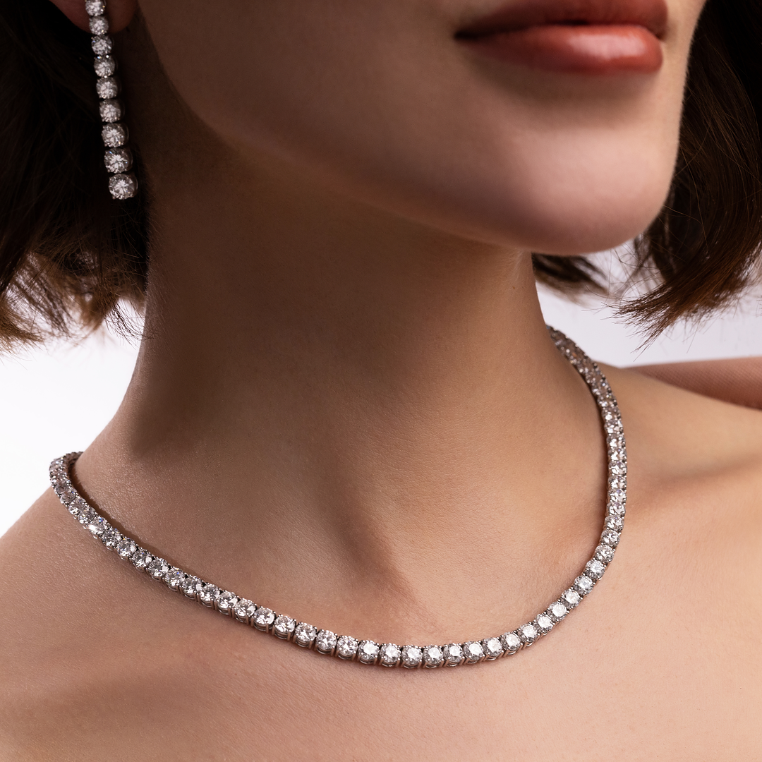 Round Brilliant Cut Tennis Necklace
